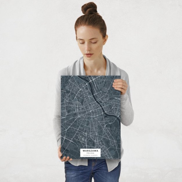 Plakat metalowy Mapa Navy Warszawa M