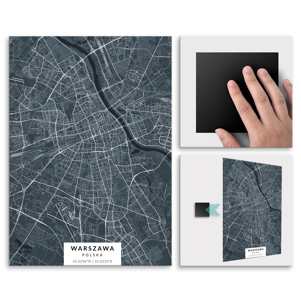 Plakat metalowy Mapa Navy Warszawa L