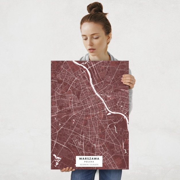 Plakat metalowy Mapa Burgund Warszawa L