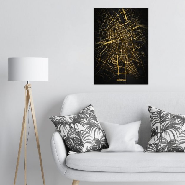 Plakat metalowy Mapa City Lights Warszawa L