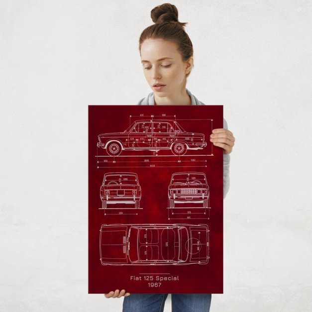 Plakat metalowy Fiat 125 Projekt Scarlet L