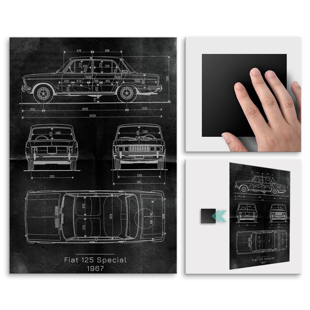 Plakat metalowy Fiat 125 Projekt Graphite M