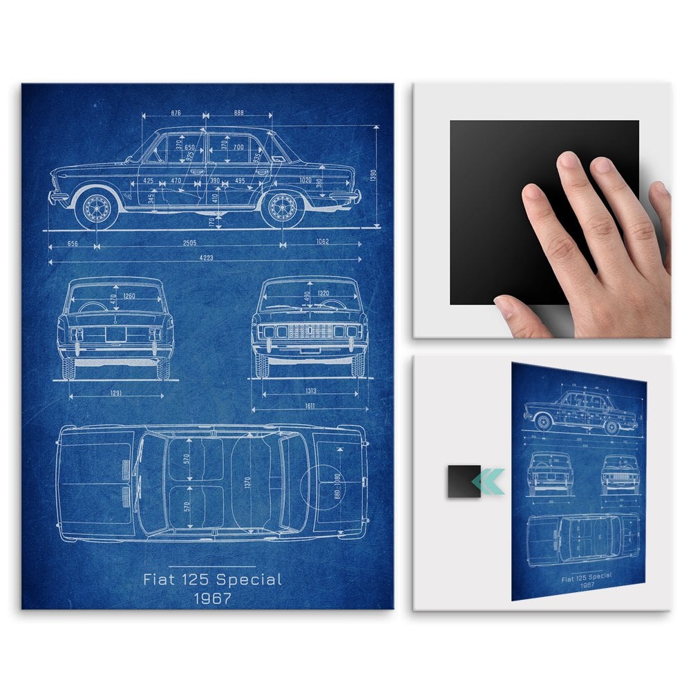 Plakat metalowy Fiat 125 Projekt Cobalt L