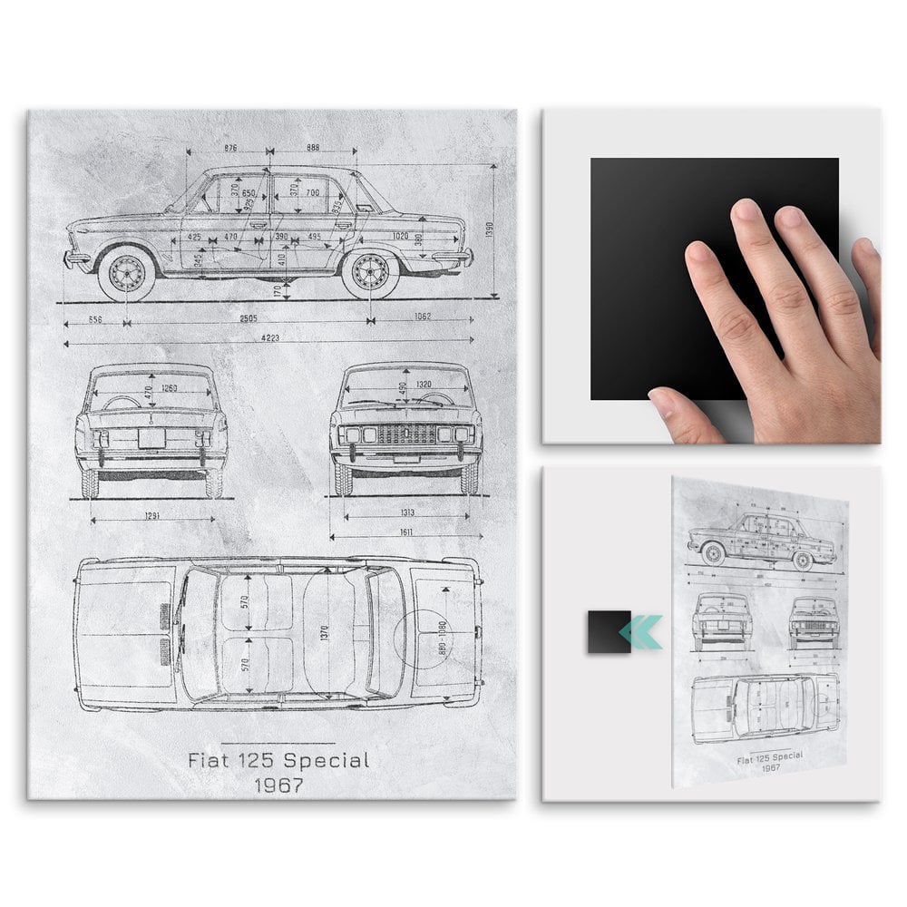 Plakat metalowy Fiat 125 Projekt Stone L