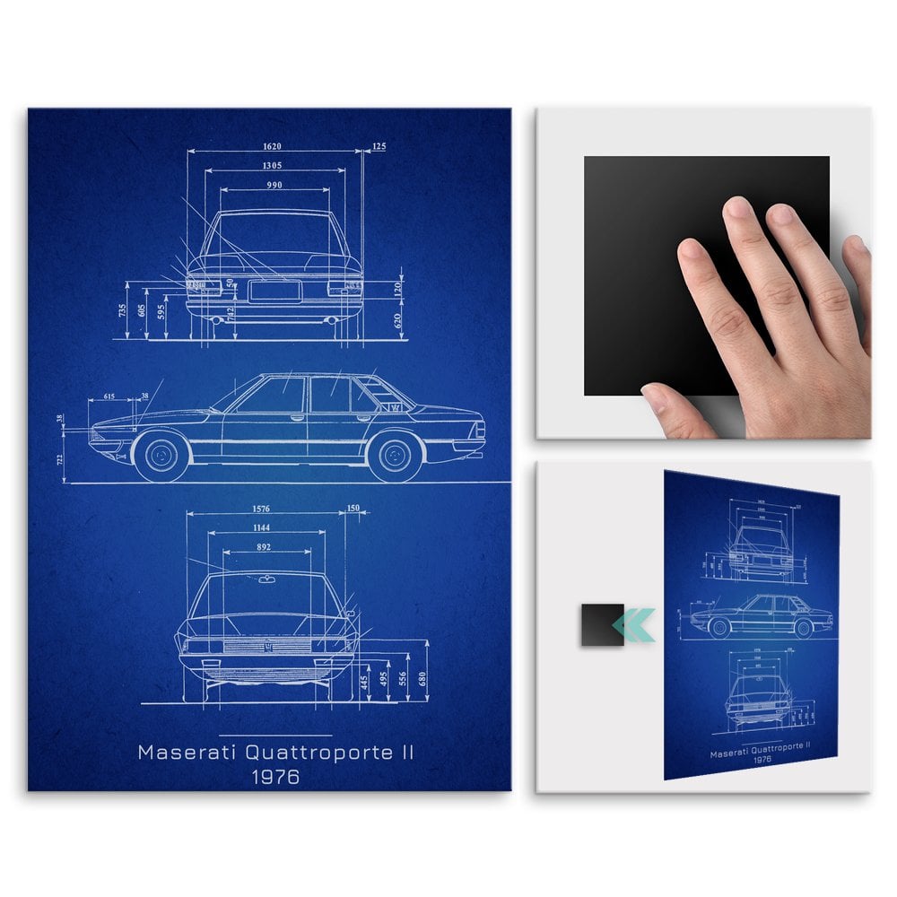Plakat metalowy Maserati Quattroporte II Projekt Blueprint L