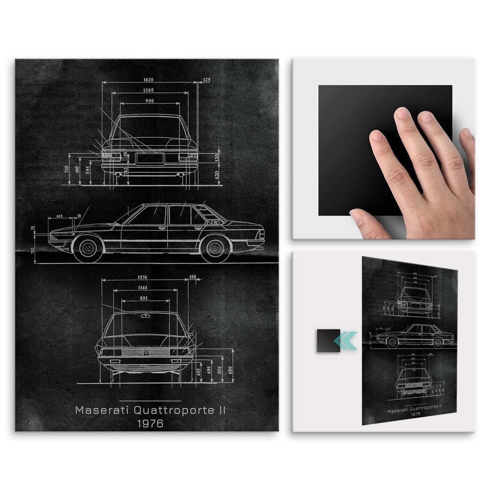 Plakat metalowy Maserati Quattroporte II Projekt Graphite L