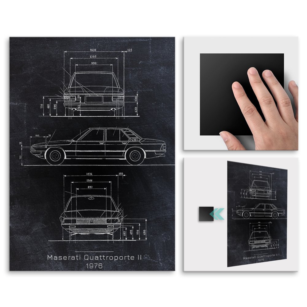 Plakat metalowy Maserati Quattroporte II Projekt Blackboard M