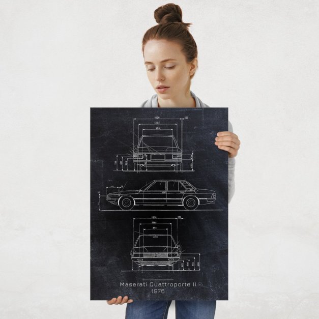 Plakat metalowy Maserati Quattroporte II Projekt Blackboard L