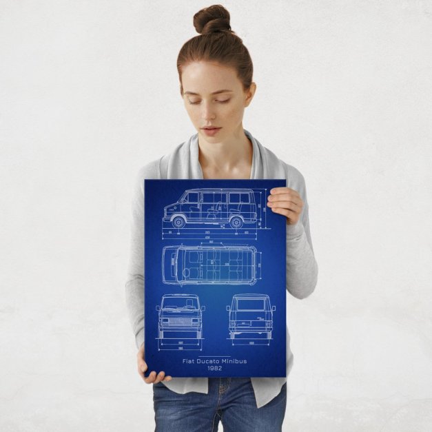 Plakat metalowy Fiat Ducato Minibus Projekt Blueprint M