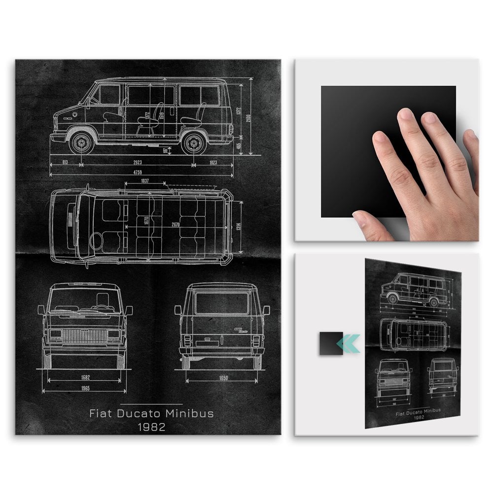 Plakat metalowy Fiat Ducato Minibus Projekt Graphite L