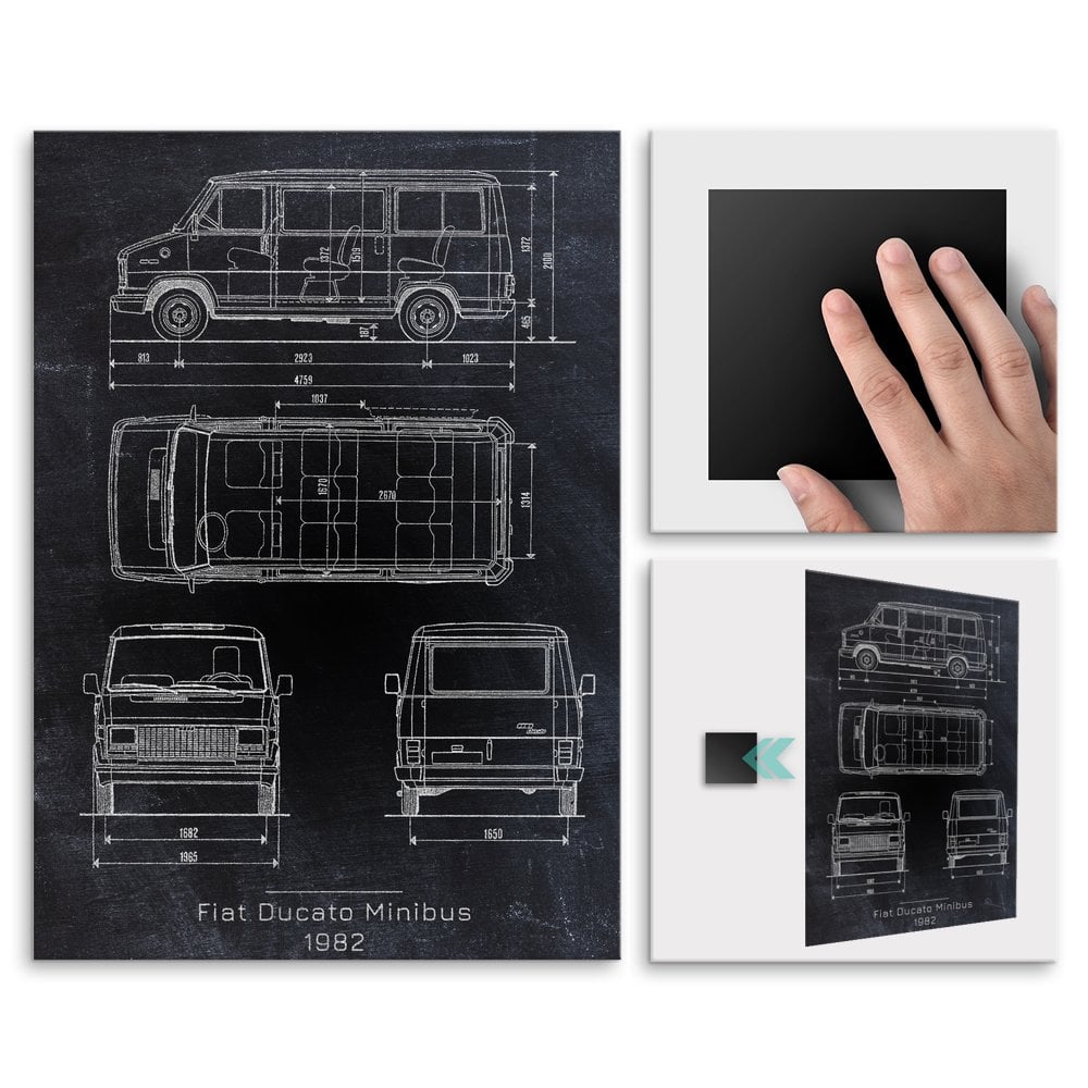 Plakat metalowy Fiat Ducato Minibus Projekt Blackboard L
