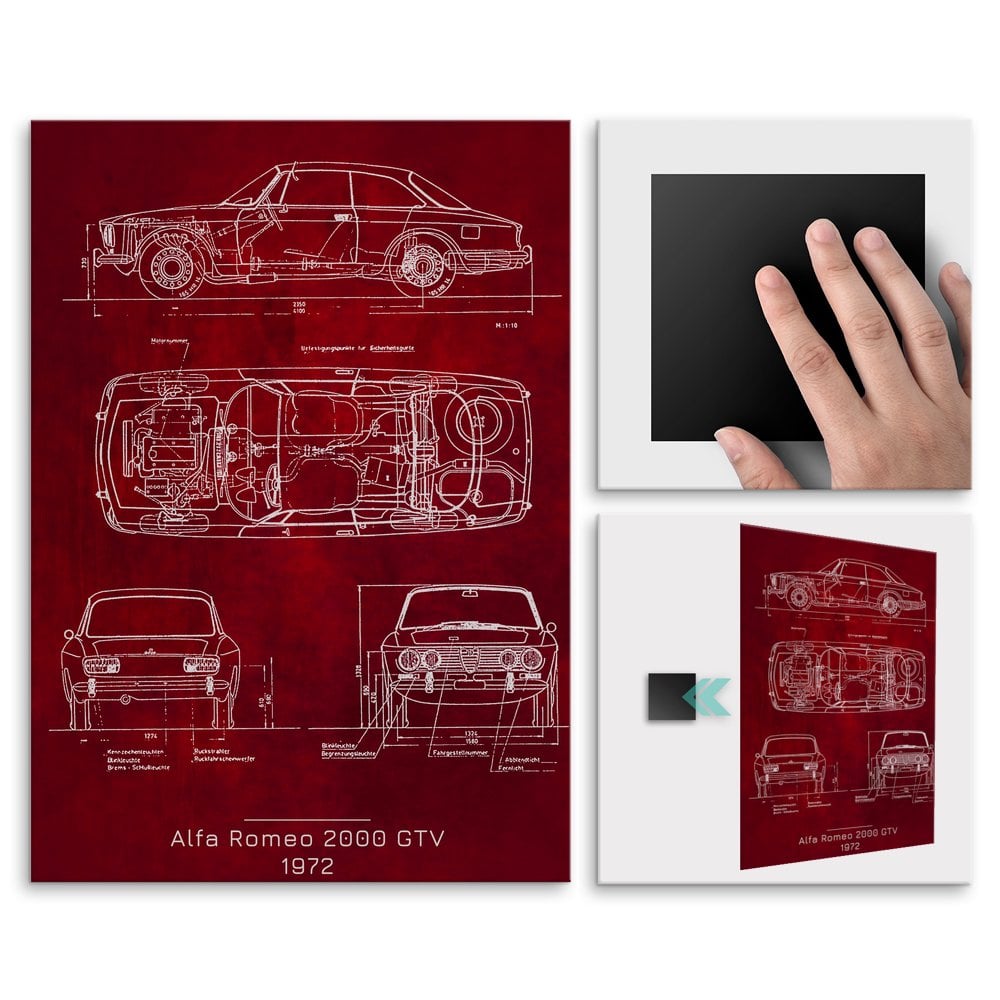 Plakat metalowy Alfa Romeo 2000 GTV Projekt Scarlet L