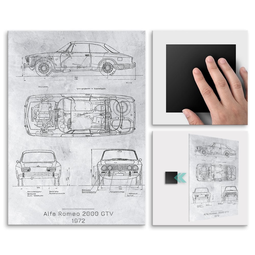 Plakat metalowy Alfa Romeo 2000 GTV Projekt Stone L