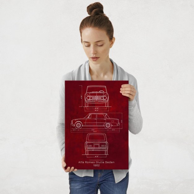 Plakat metalowy Alfa Romeo Giulia Projekt Scarlet M