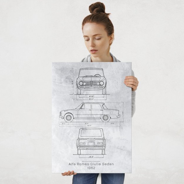 Plakat metalowy Alfa Romeo Giulia Projekt Stone L