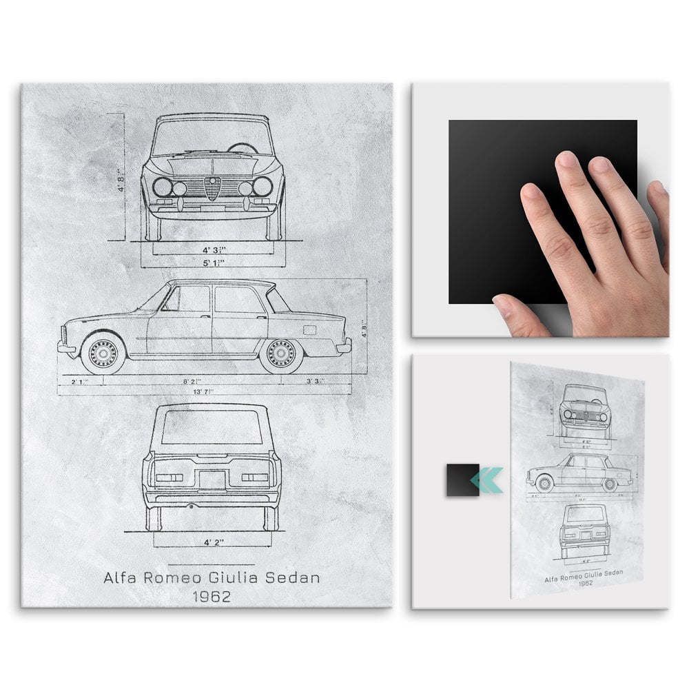 Plakat metalowy Alfa Romeo Giulia Projekt Stone L