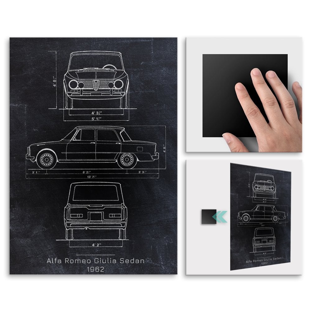 Plakat metalowy Alfa Romeo Giulia Projekt Blackboard L