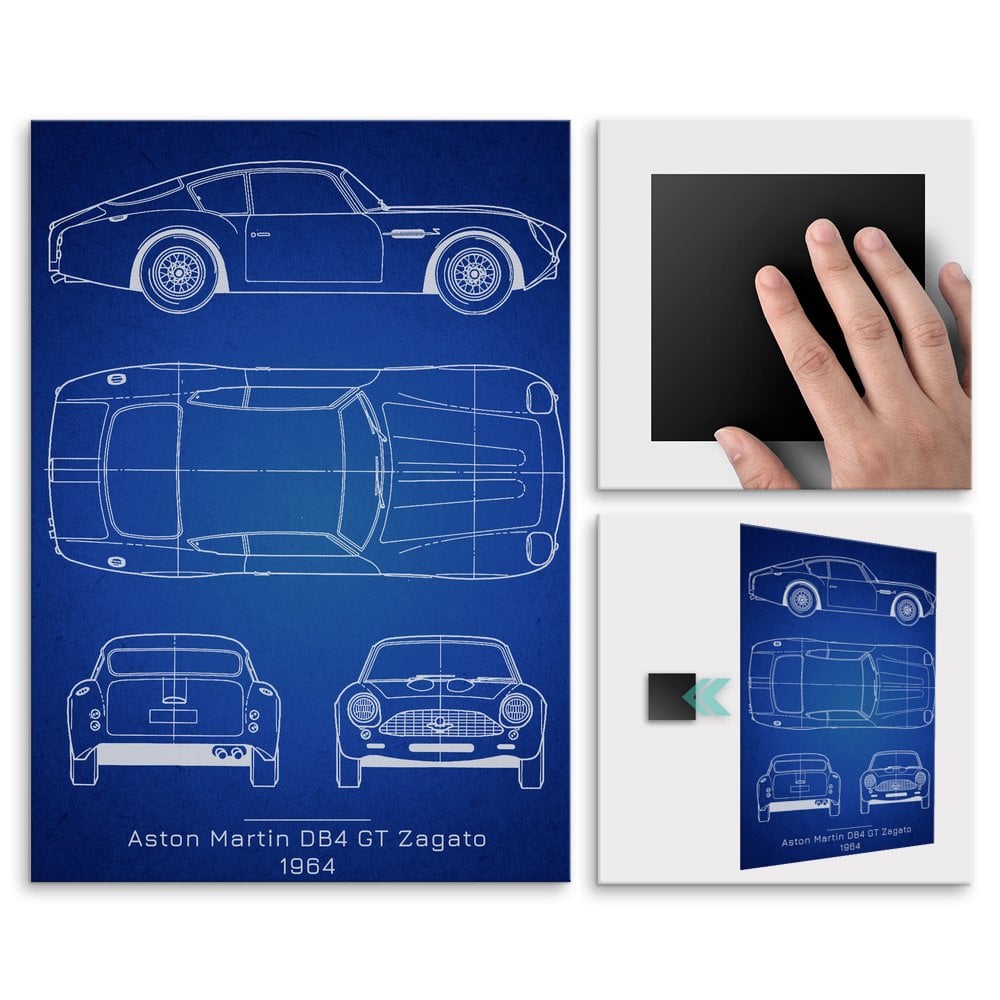 Plakat metalowy Aston Martin DB4 GT Projekt Blueprint L