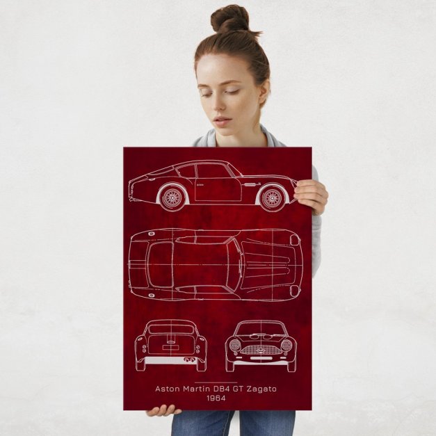 Plakat metalowy Aston Martin DB4 GT Projekt Scarlet L