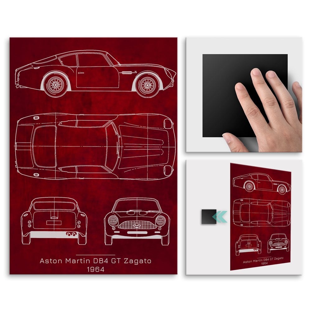 Plakat metalowy Aston Martin DB4 GT Projekt Scarlet L