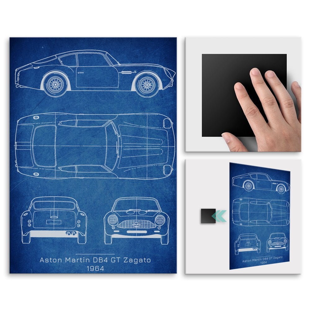 Plakat metalowy Aston Martin DB4 GT Projekt Cobalt L