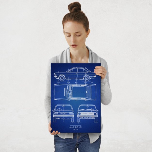 Plakat metalowy Audi 80 LS Projekt Blueprint M