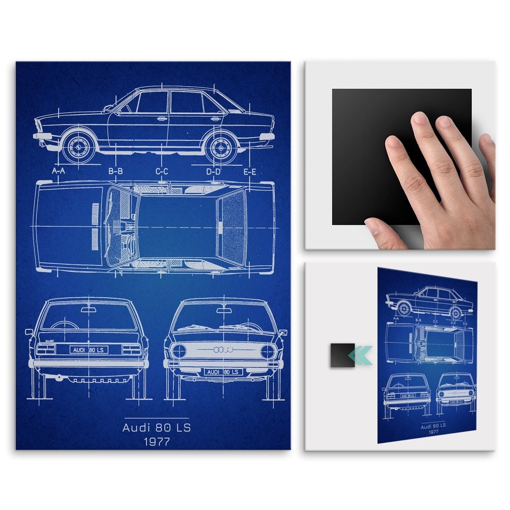 Plakat metalowy Audi 80 LS Projekt Blueprint M
