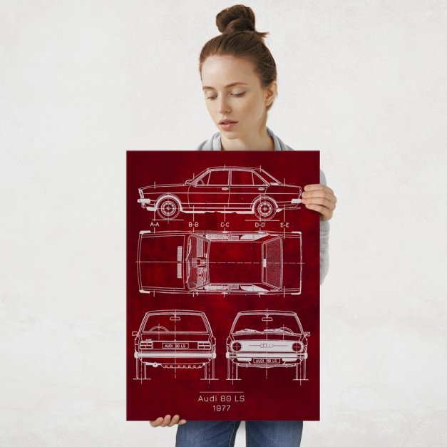 Plakat metalowy Audi 80 LS Projekt Scarlet L