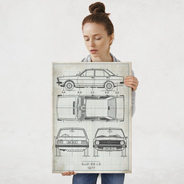 Plakat metalowy Audi 80 LS Projekt Vintage L