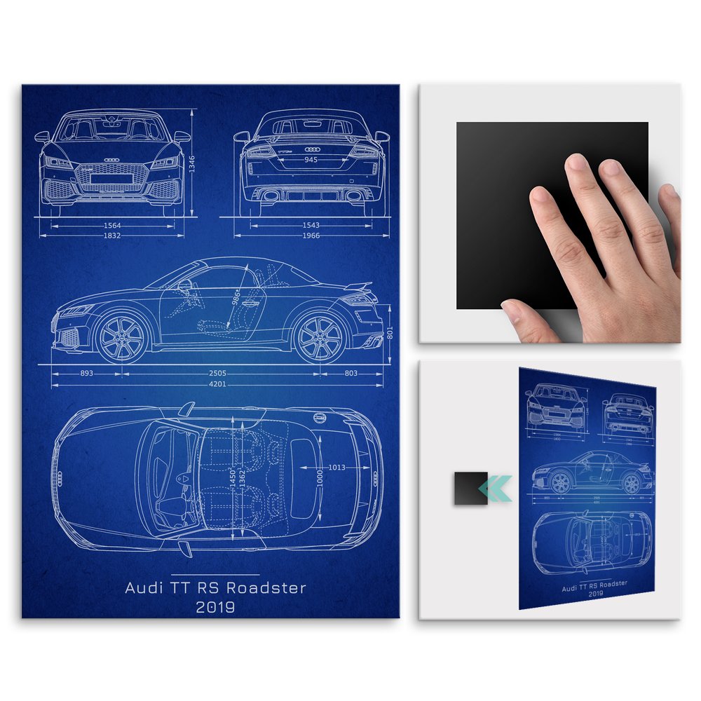 Plakat metalowy Audi TT Roadster Projekt Blueprint M