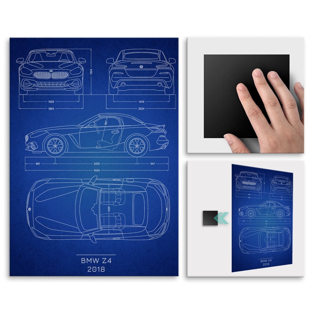 Plakat metalowy BMW Z4 Projekt Blueprint L