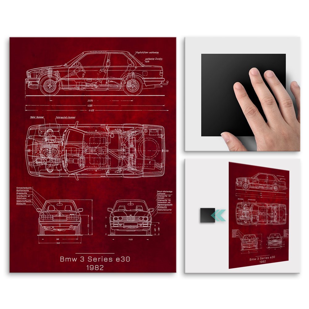 Plakat metalowy BMW E30 Projekt Scarlet L