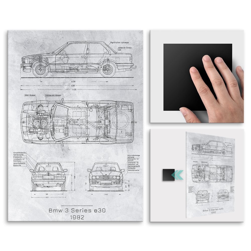 Plakat metalowy BMW E30 Projekt Stone L