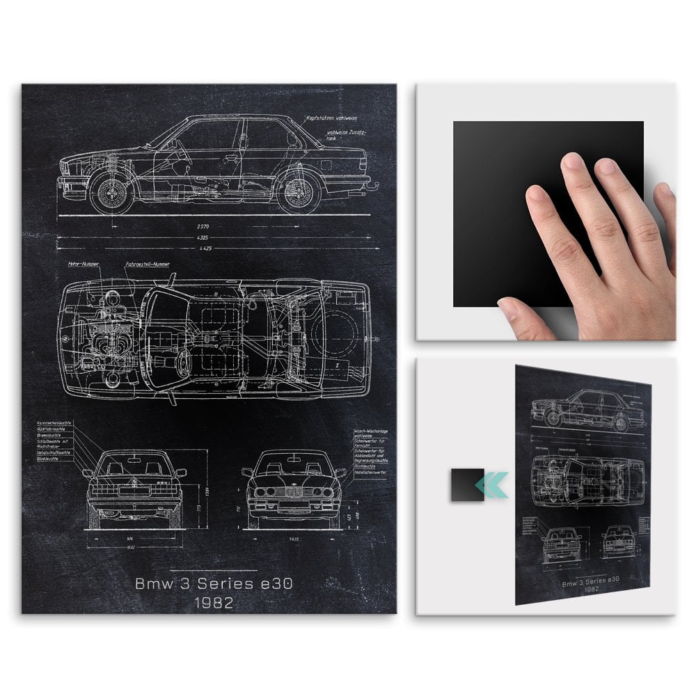 Plakat metalowy BMW E30 Projekt Blackboard L