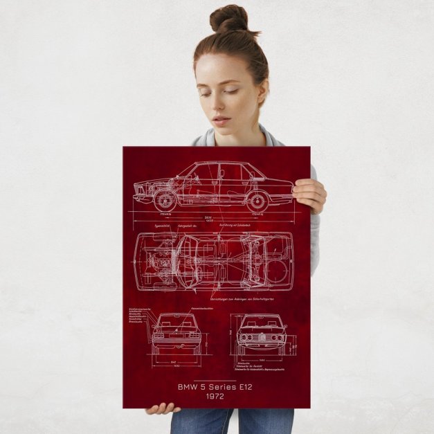 Plakat metalowy BMW E12 Projekt Scarlet L