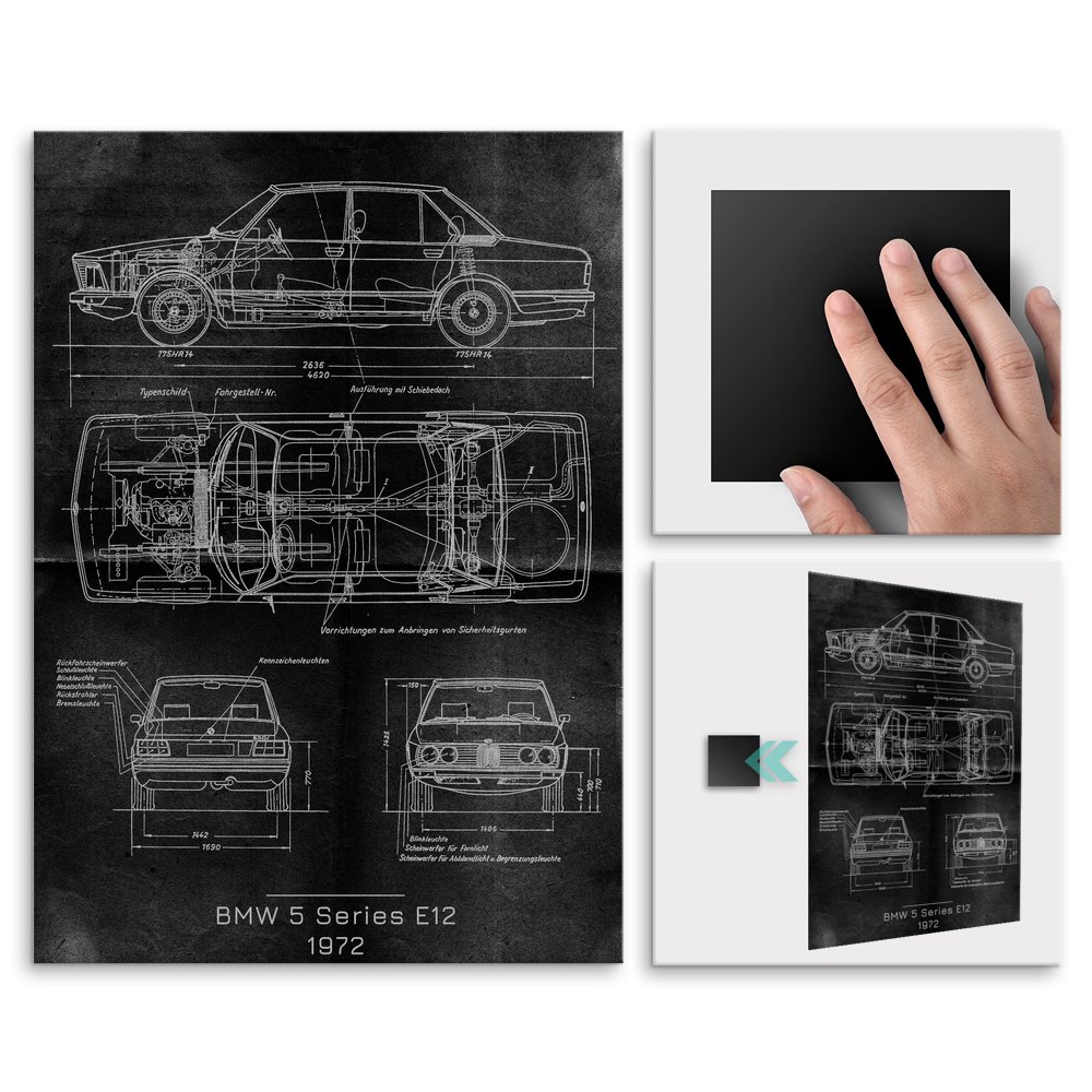 Plakat metalowy BMW E12 Projekt Graphite M