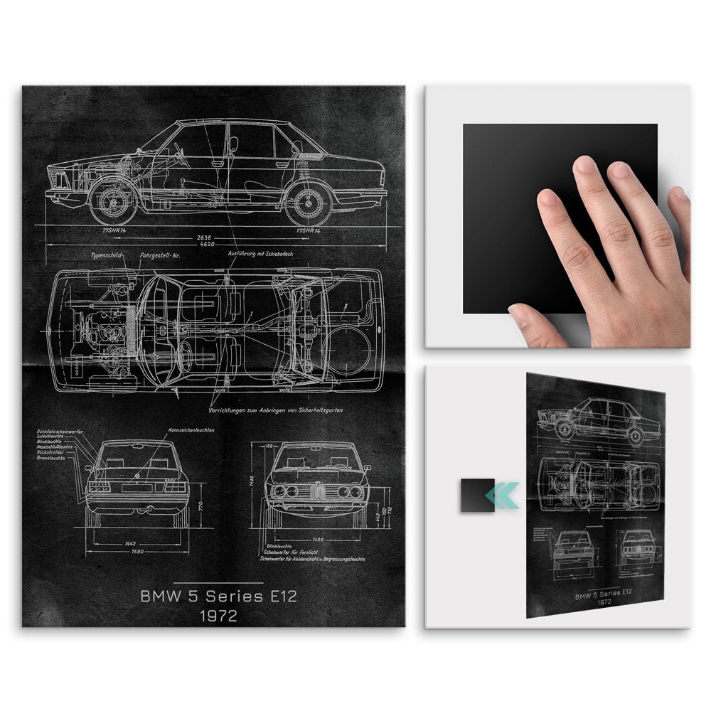 Plakat metalowy BMW E12 Projekt Graphite L