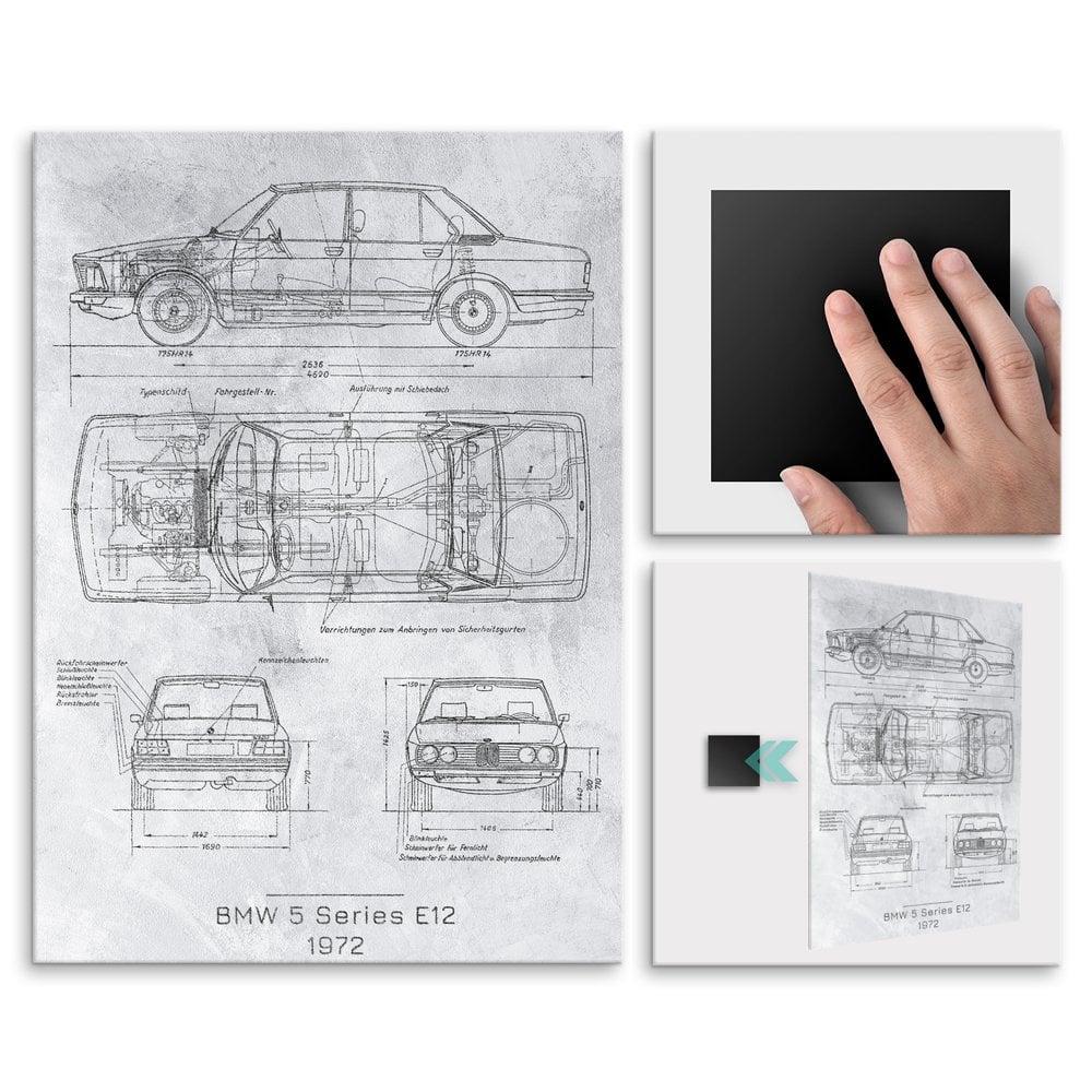 Plakat metalowy BMW E12 Projekt Stone L