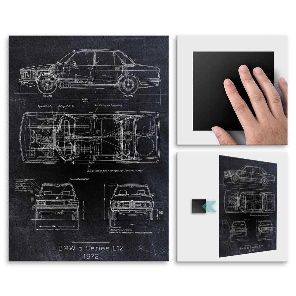 Plakat metalowy BMW E12 Projekt Blackboard M