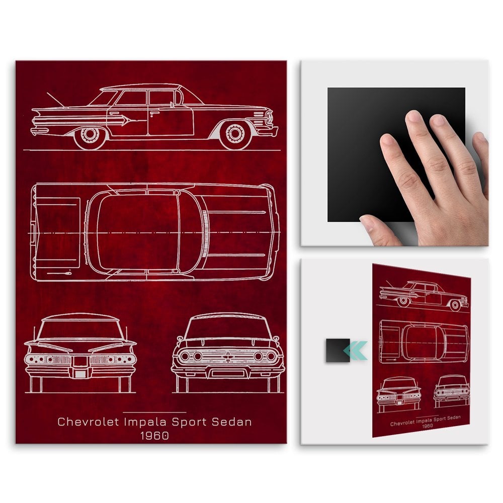 Plakat metalowy Chevrolet Impala Sport Projekt Scarlet L