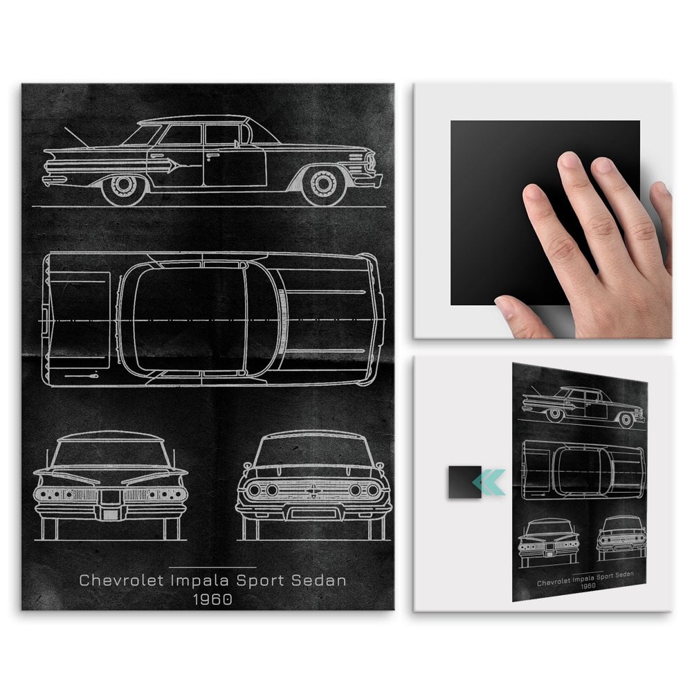 Plakat metalowy Chevrolet Impala Sport Projekt Graphite M