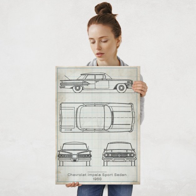 Plakat metalowy Chevrolet Impala Sport Projekt Vintage L