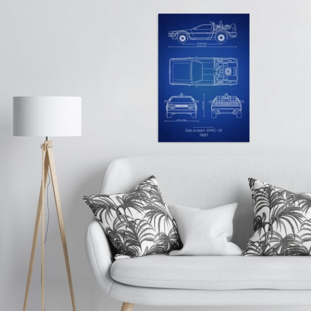 Plakat metalowy DeLorean DMC Projekt Blueprint L