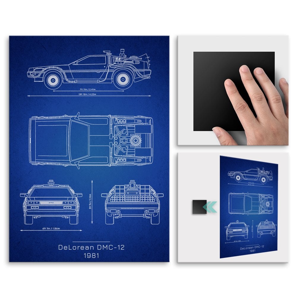 Plakat metalowy DeLorean DMC Projekt Blueprint L