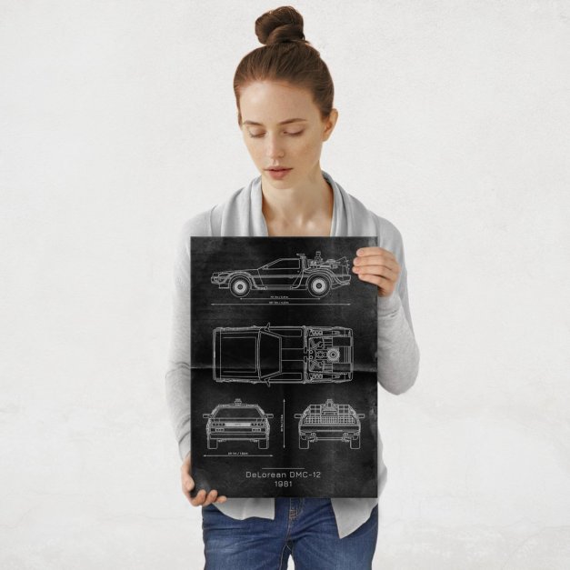 Plakat metalowy DeLorean DMC Projekt Graphite M