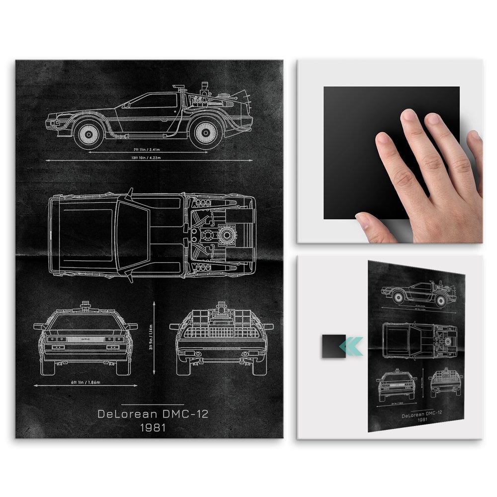 Plakat metalowy DeLorean DMC Projekt Graphite M