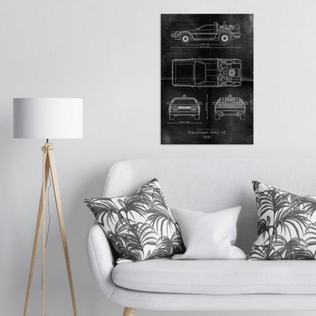 Plakat metalowy DeLorean DMC Projekt Graphite L