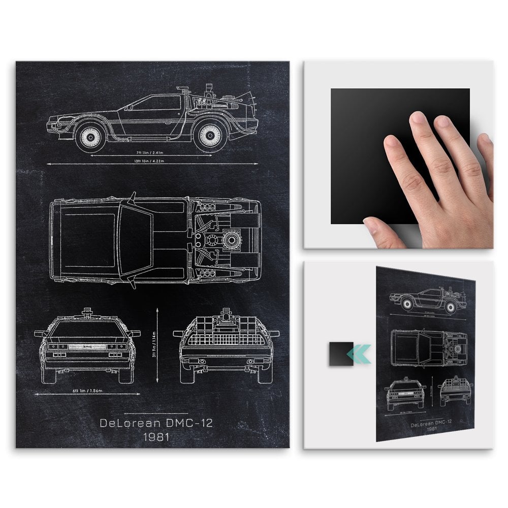 Plakat metalowy DeLorean DMC Projekt Blackboard M
