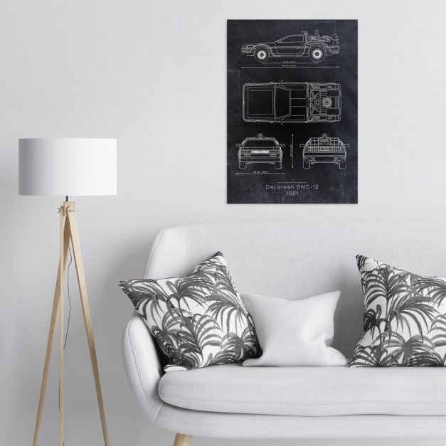 Plakat metalowy DeLorean DMC Projekt Blackboard L