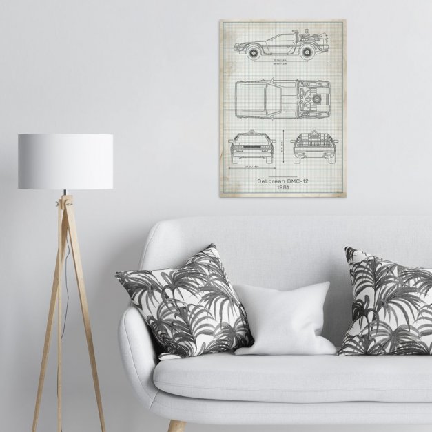 Plakat metalowy DeLorean DMC Projekt Vintage L